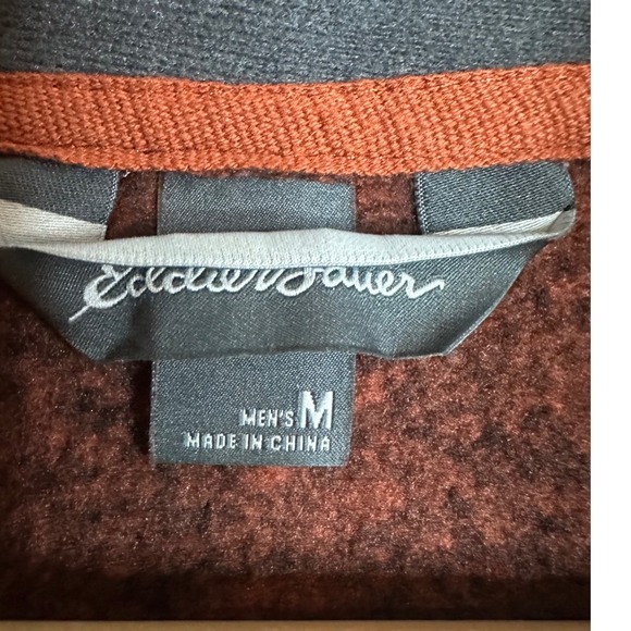 Eddie Bauer Mens Quarter Zip Pullover Sweater Orange Heathered M - Picture 5 of 8